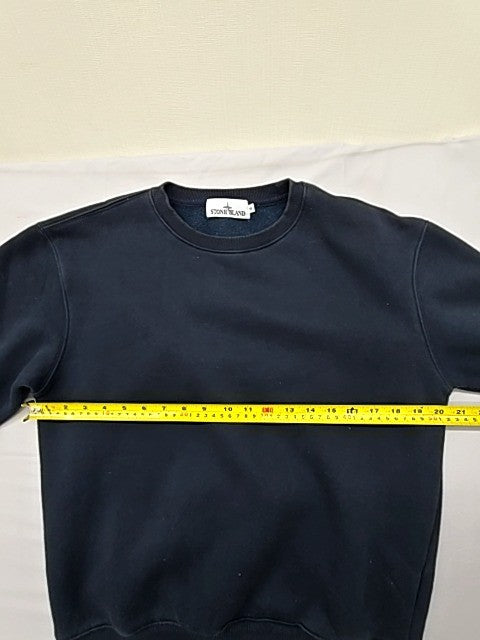 Stone Island Navy Crewneck Sweatshirt Raglan Organic Cotton Fleece Men's