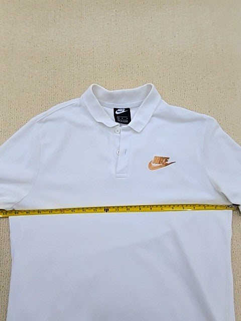 Nike Men's White Cotton Short Sleeve Polo Shirt M Button-Down