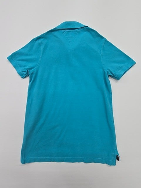 Hilfiger Denim Boys Turquoise Polo Shirt Cotton Jersey Size M Logo Button