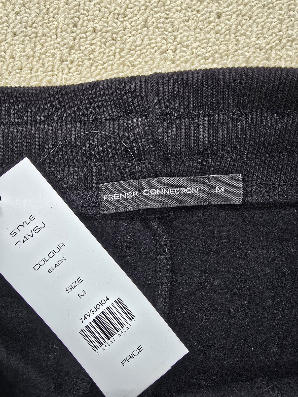 French Connection Black Cotton Blend Jogger Sweatpants M Long Inseam Men