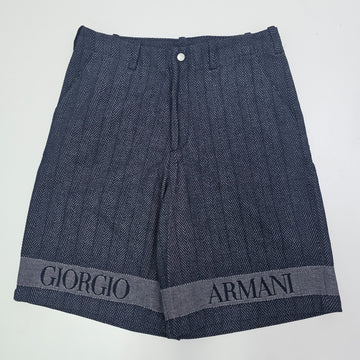 Giorgio Armani Cotton Bermuda Logo Shorts In Jacquard Navy 52 BNWT