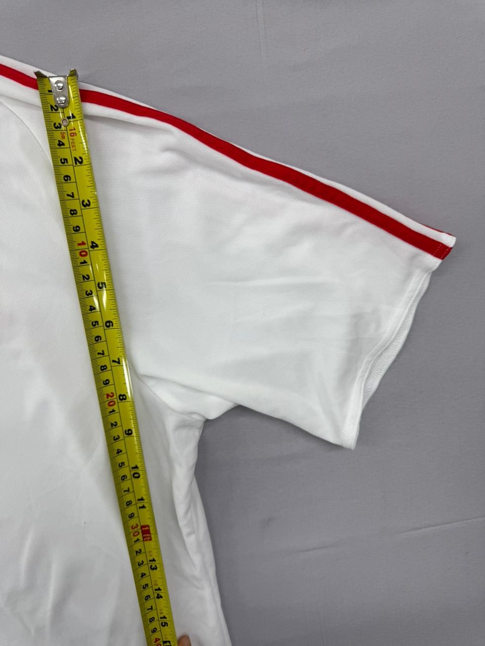Adidas Men's White Soccer Jersey Short Sleeve Stripe L