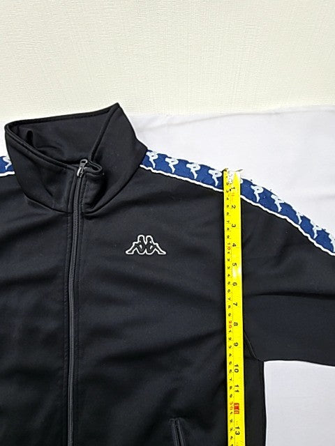 Kappa Men's Black Stripe Track Jacket M Polyester Zipper Med
