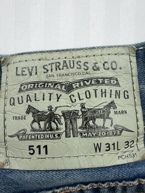 Levi Strauss Men's Medium Blue 511 Slim Jeans 32x32 Riveted
