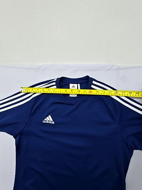 Adidas Climalite Navy Jersey M Short Sleeve 3 Stripes Crewneck