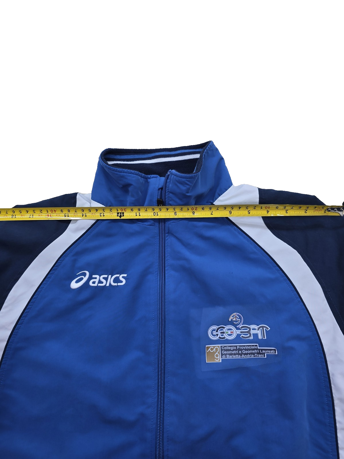 ASICS GD Striped Track Jacket Men's M Navy Blue White Nylon Zipper