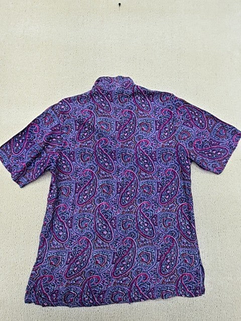 Vintage Shirt149 Men's Purple Paisley Camp Collar Button-Down M Vintage