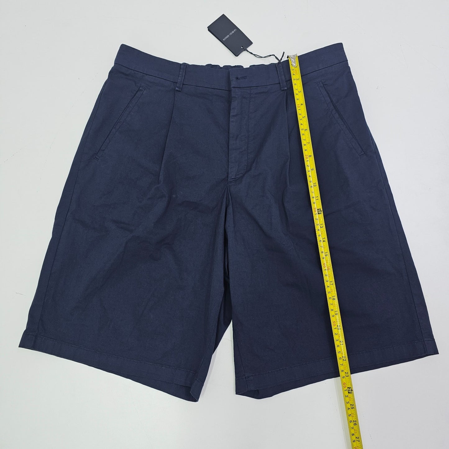 Giorgio Armani Bermuda Pleated Shorts Trunks Navy 52 BNWT