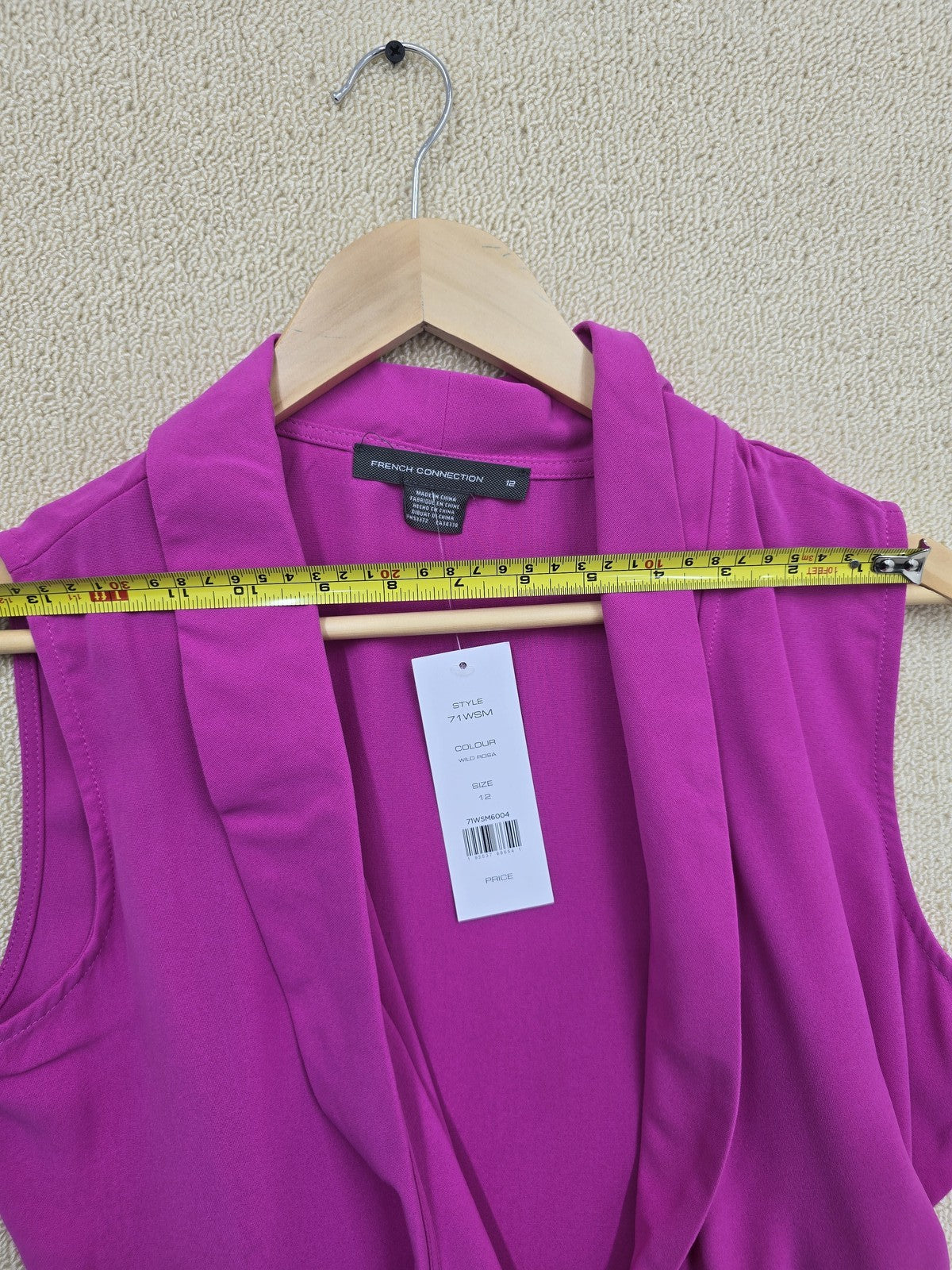 French Connection Magenta Midi Wrap Dress Size 12 Sleeveless