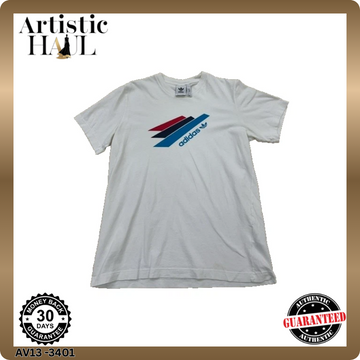 Adidas Unisex White Striped Short Sleeve T-Shirt Size M Originals
