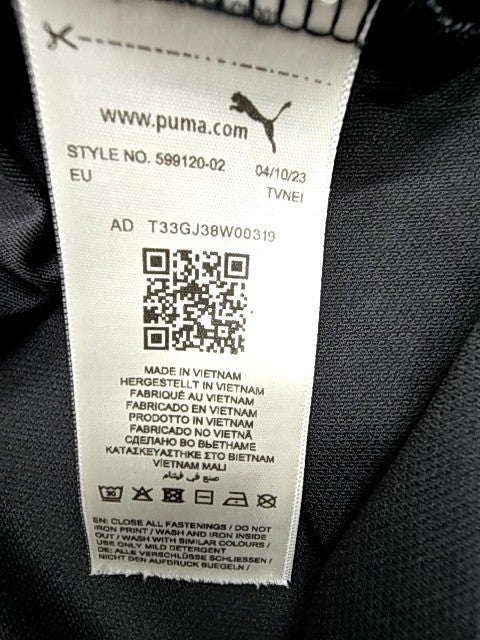 Puma Polo Shirt Men's M Black Polyester Short Sleeve Gold Trim
