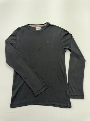 Tommy Jeans Men's Black Logo Cotton Crewneck Sweater Size M Excellent