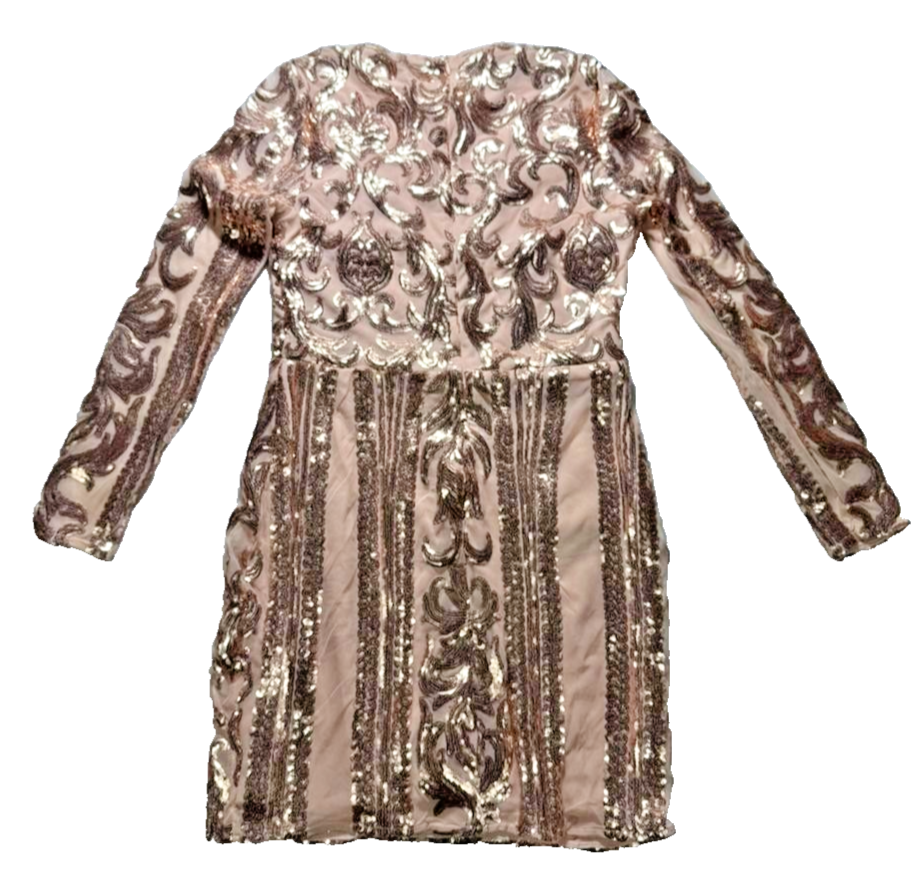 Parisian Rose Gold Sequin Dress - Size 8