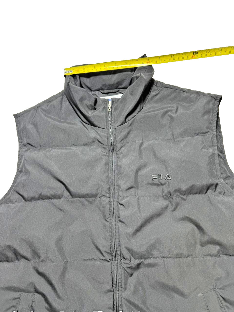 Fila - Sleeveless Full Zip Up Puffer Vest Jacket Black - XL