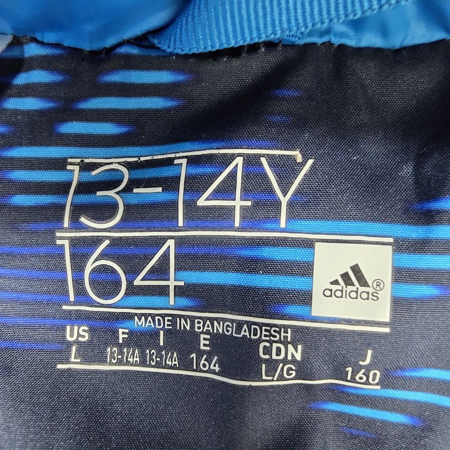Adidas Kids Navy Blue Hooded Puffer Jacket Size 13-14A