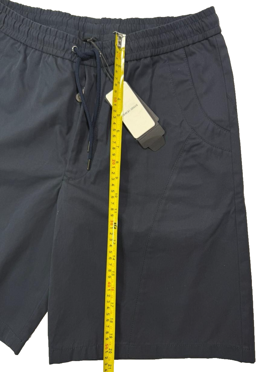 BNWT Armani Men's Navy Blue Shorts With A Drawstring - Size 46