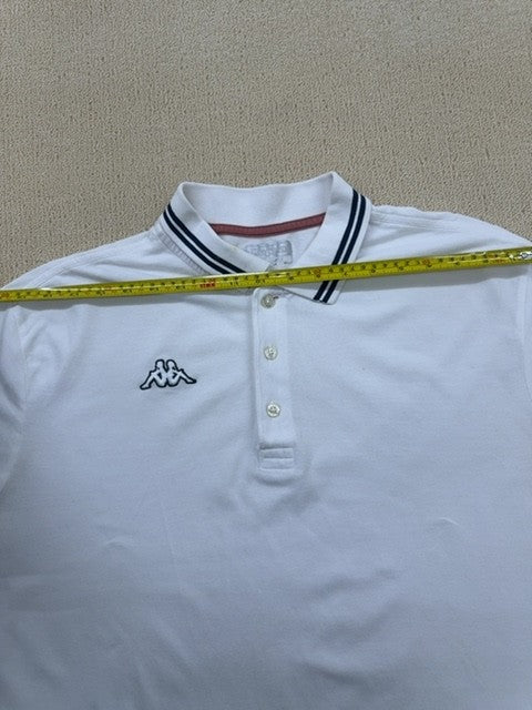 Kappa Men's XL White Cotton Short Sleeve Polo Shirt Button Collar