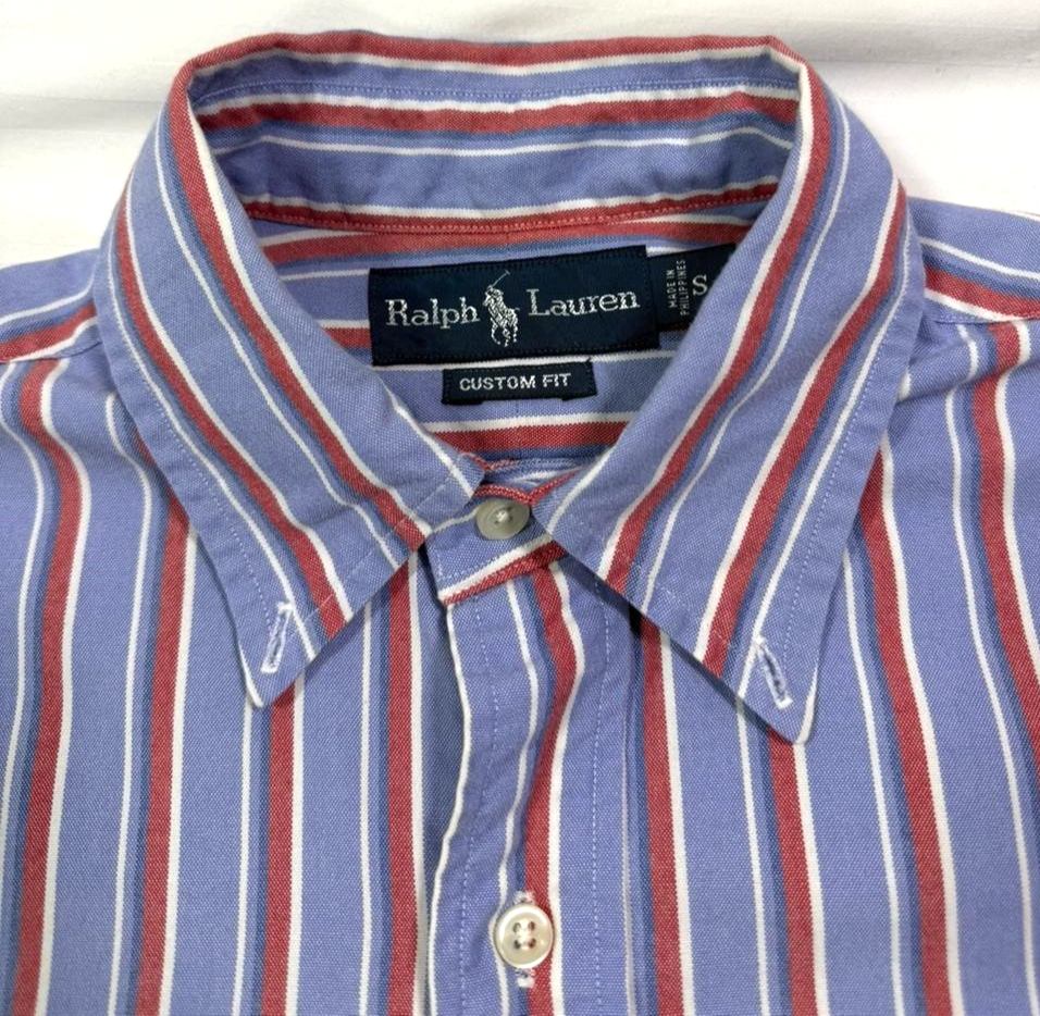 Polo Ralph Lauren Short-Sleeve Striped Oxford Shirt In Blue,Red, And White