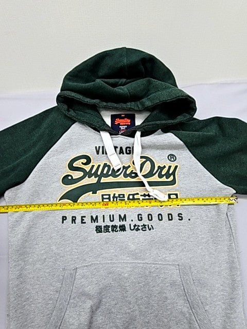 Superdry Men's Green Vintage Logo Hoodie Size L Relaxed Fit
