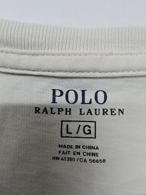 Polo Ralph Lauren Boys White Logo T-Shirt Size L/G Crew Neck Cotton