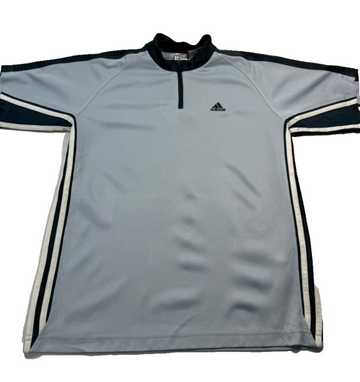 Adidas Roland Garros Men�S Light Blue 1/4 Zip Tennis Shirt Size M