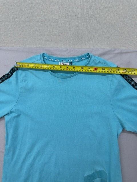 Fila Turquoise Logo T-Shirt 15-16Y Short Sleeve Contrast Bands NWT