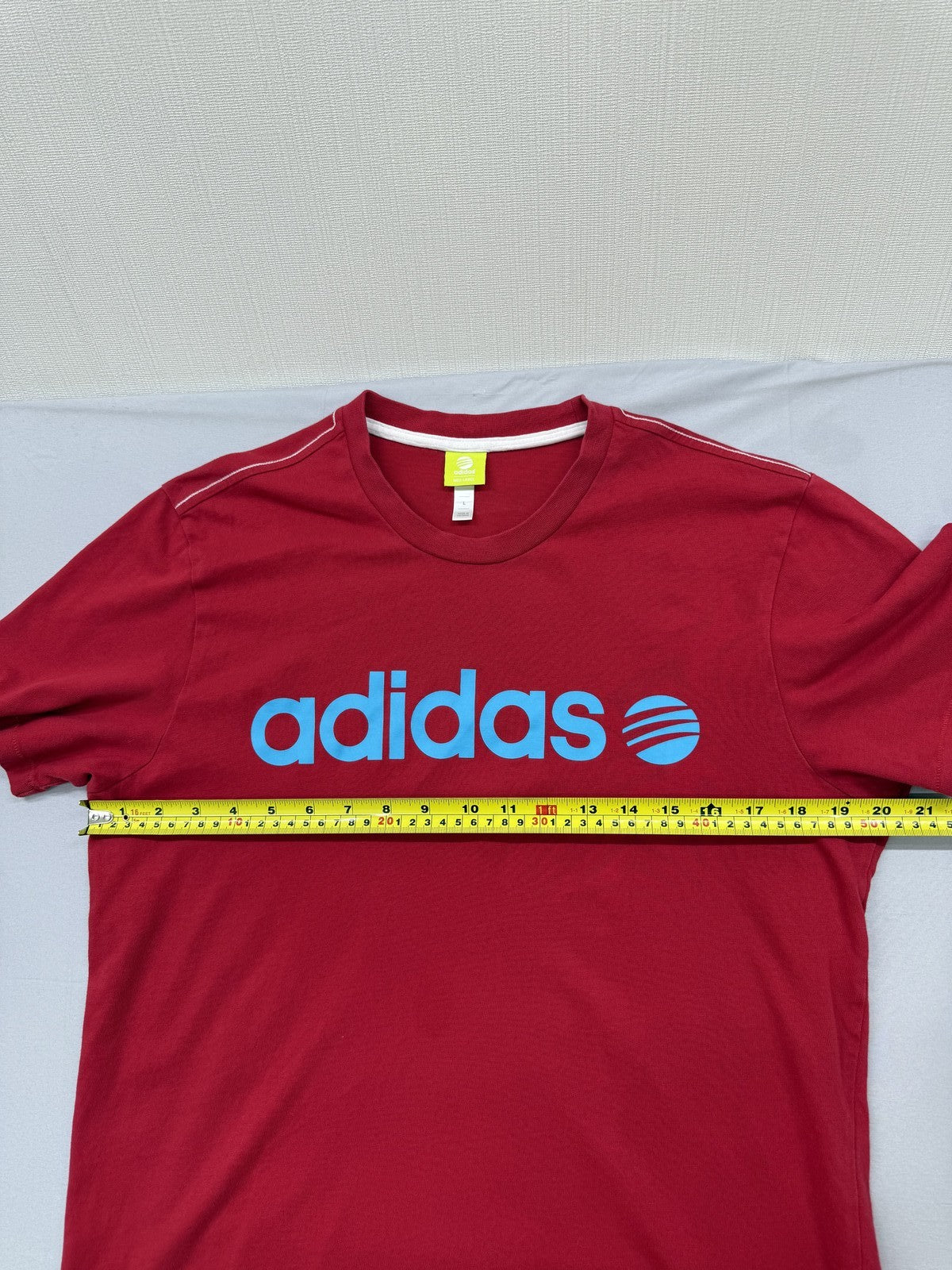 Adidas Neo Logo Graphic Red Cotton T-Shirt Men's L