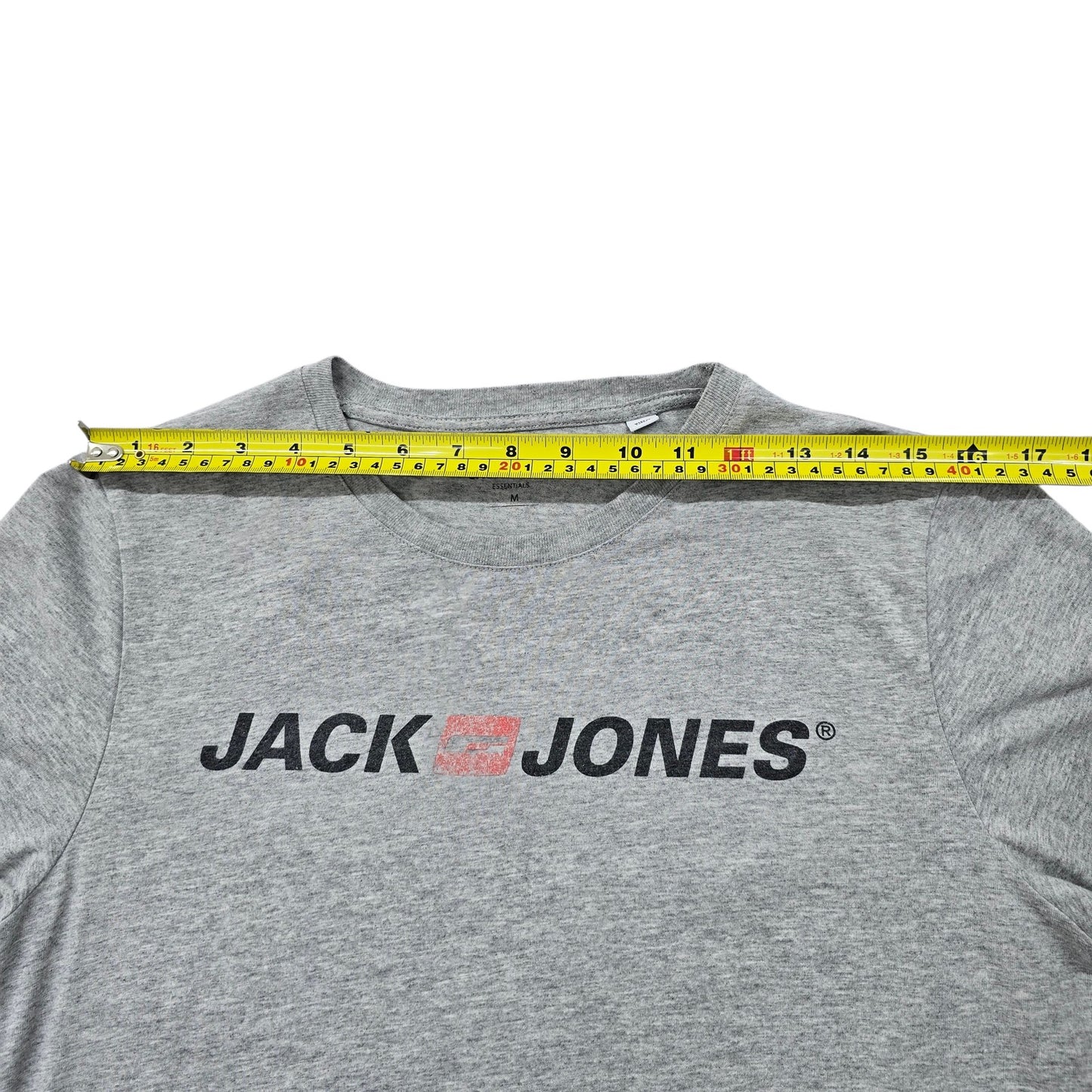 Jack & Jones Men's M Heather Gray Logo Graphic Cotton T-Shirt