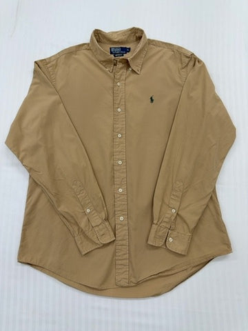 Polo Ralph Lauren Men's Khaki Cotton Button-Down XL Custom Fit