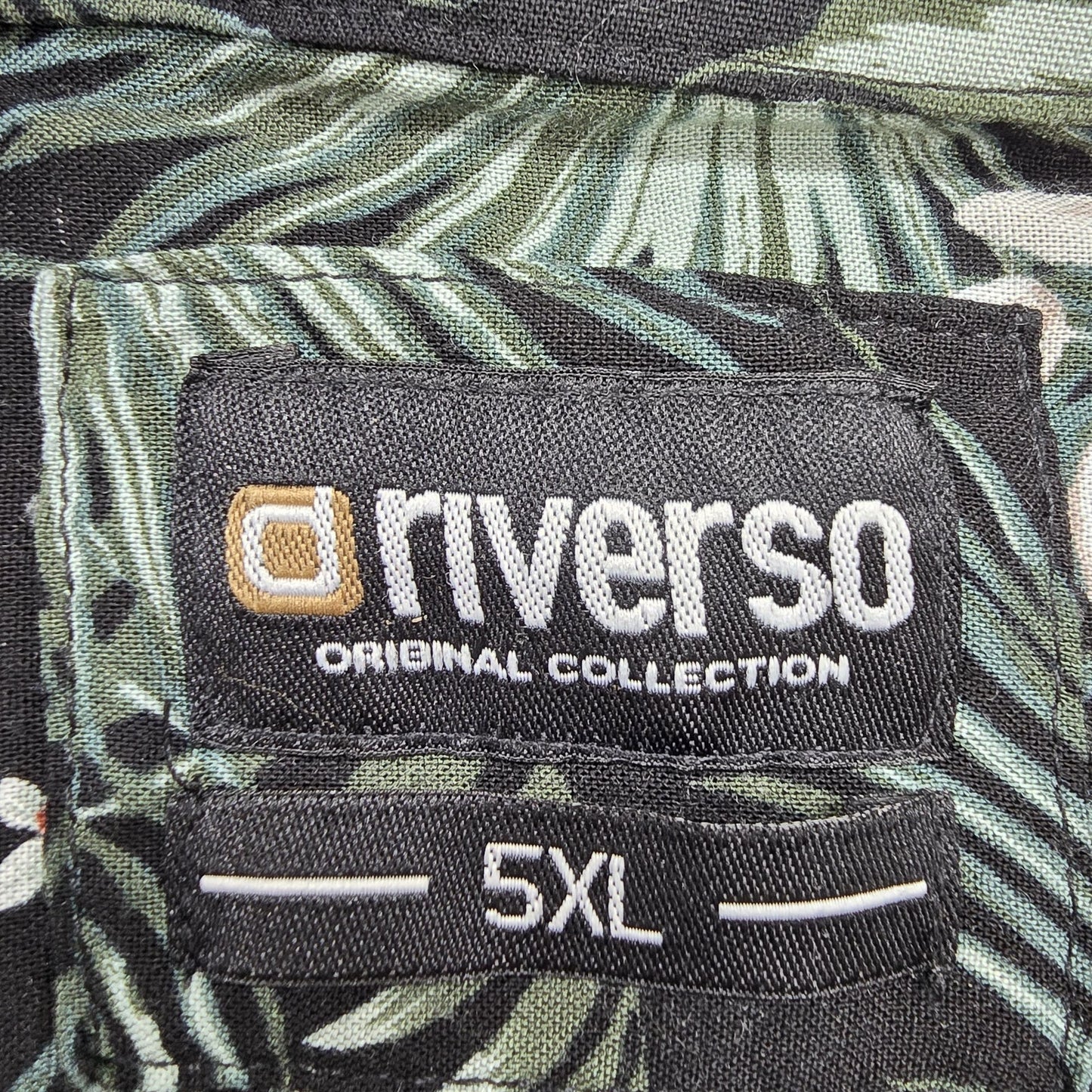 Riverso Men's 5XL Black Floral Tropical Viscose Short Sleeve Shirt