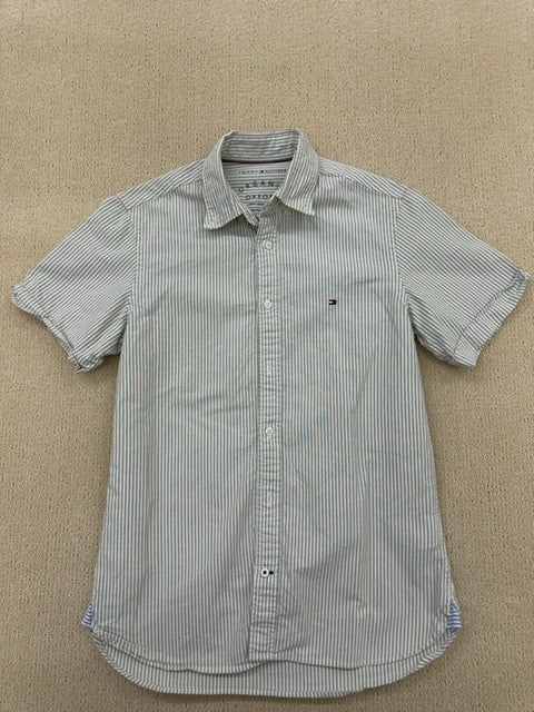 Tommy Hilfiger Men's White Striped Organic Oxford Shirt XS NWT