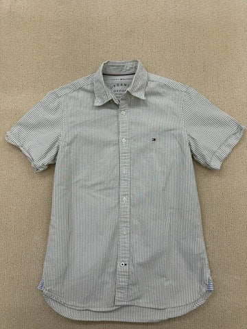 Tommy Hilfiger Men's White Striped Organic Oxford Shirt XS NWT