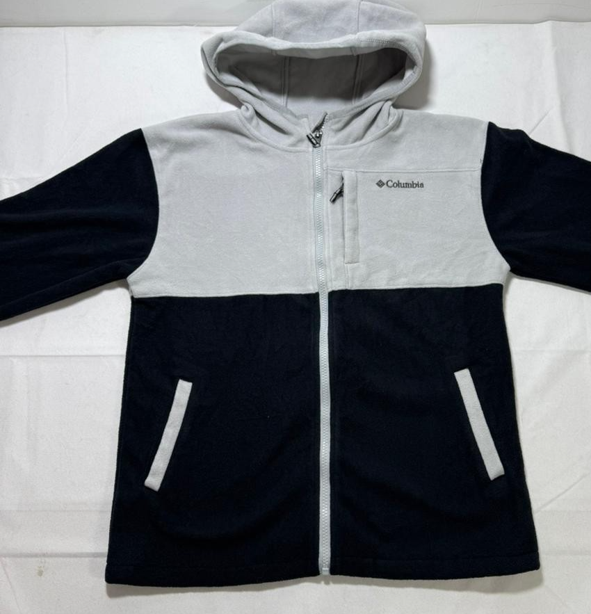 Columbia Men's Full Zip Fleece Hoodie Grey Navy Soft Warm Jacket Size XL
