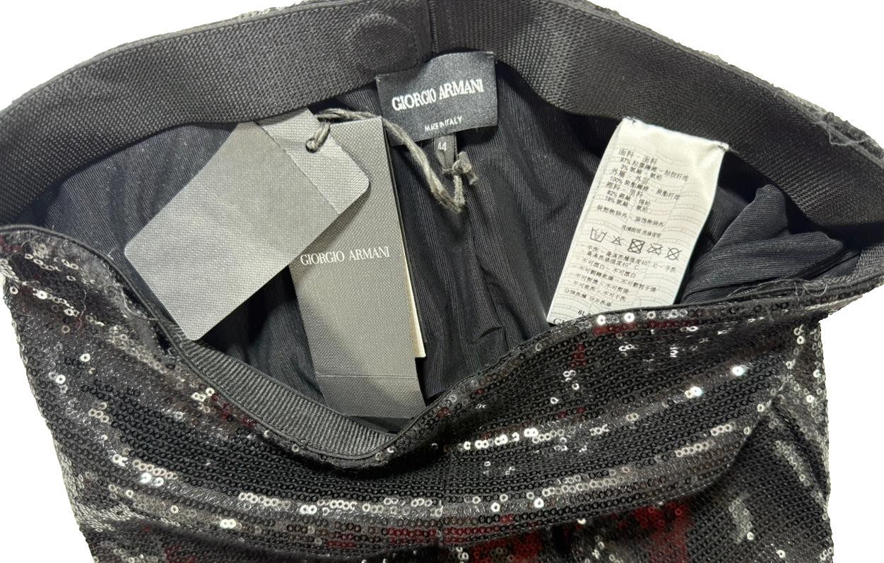 BNWT Giorgio Armani Women's Black Sequin Stretch Leggings Size 44