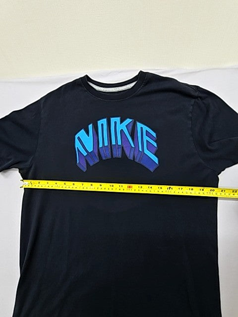 Nike Men's Black Cotton Crew Neck T-Shirt Size L Logo Standard Fit
