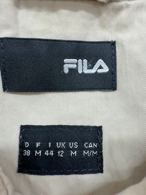 Fila Unisex Beige Regular Fit Jacket Size M Zipper Cotton Blend
