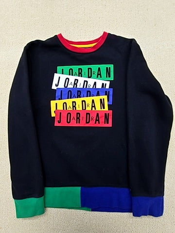Jordan Boys XL Black Crew Sweatshirt Colorful Logo Graphic Pullover