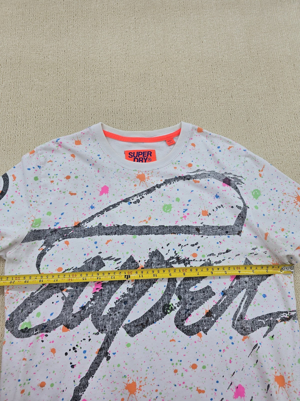 Superdry Surf Co Splatter Print Men's L White Cotton T-Shirt