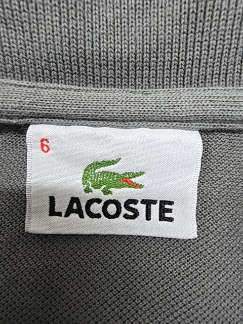 Lacoste Boys Gray Polo Shirt Logo Long Sleeve Size 6