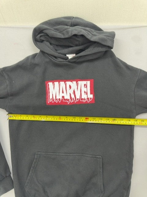 Marvel Logo Superhero Charcoal Fleece Hoodie S Pullover Unisex
