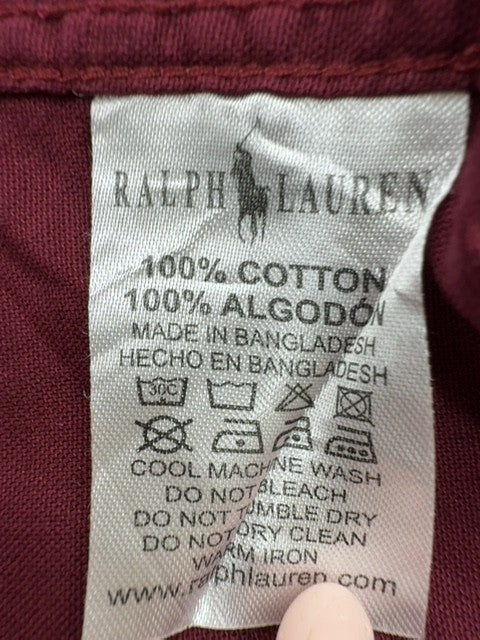 Ralph Lauren Boys Burgundy Solid Button-Down Shirt XL Cotton Regular Fit