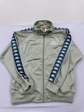 Kappa Retro Green Track Jacket XL Slim Fit Zipper Logo Sleeve