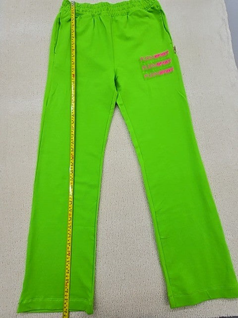 Plein Sport Green Cotton Sweatpants Logo Print Drawstring Regular