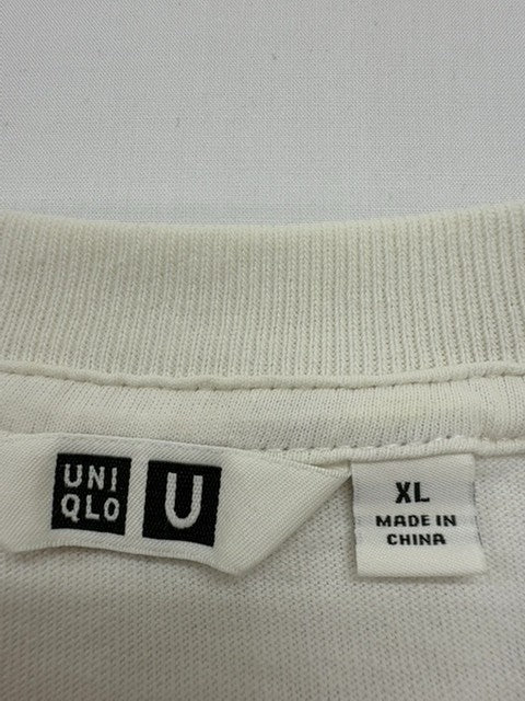 Uniqlo Men White Pocket T-Shirt Size XL Regular Cotton Jersey Crew Neck