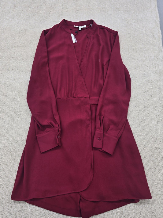 Koton Women's Burgundy Wrap Wide Leg Jumpsuit Size 40 Long Sleeve