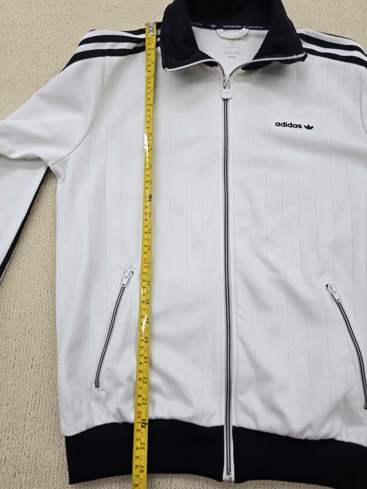 Adidas Men's White/Black Track Jacket Full Zip Long Sleeve Size M