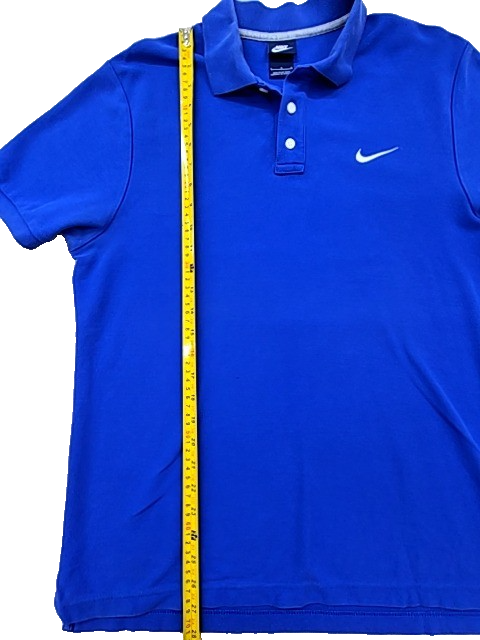 Nike Men's L Blue Short Sleeve Polo Button-Down Shirt Solid