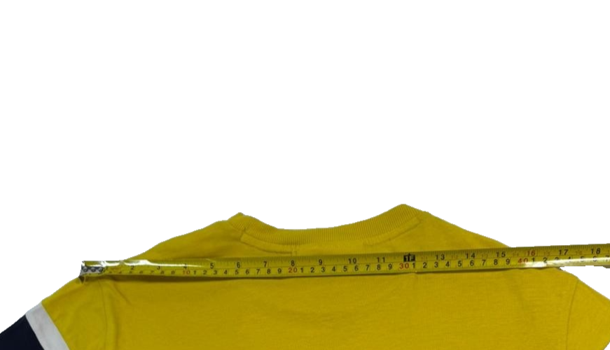 Fila Men's Mustard Yellow Crew Neck T-Shirt Embroidered Logo Colorblock Size S