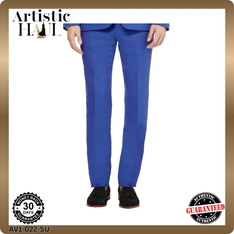 Paul Smith Blue Linen Blend Slim Fit Dress Pants Men's Formal Trousers Size 36