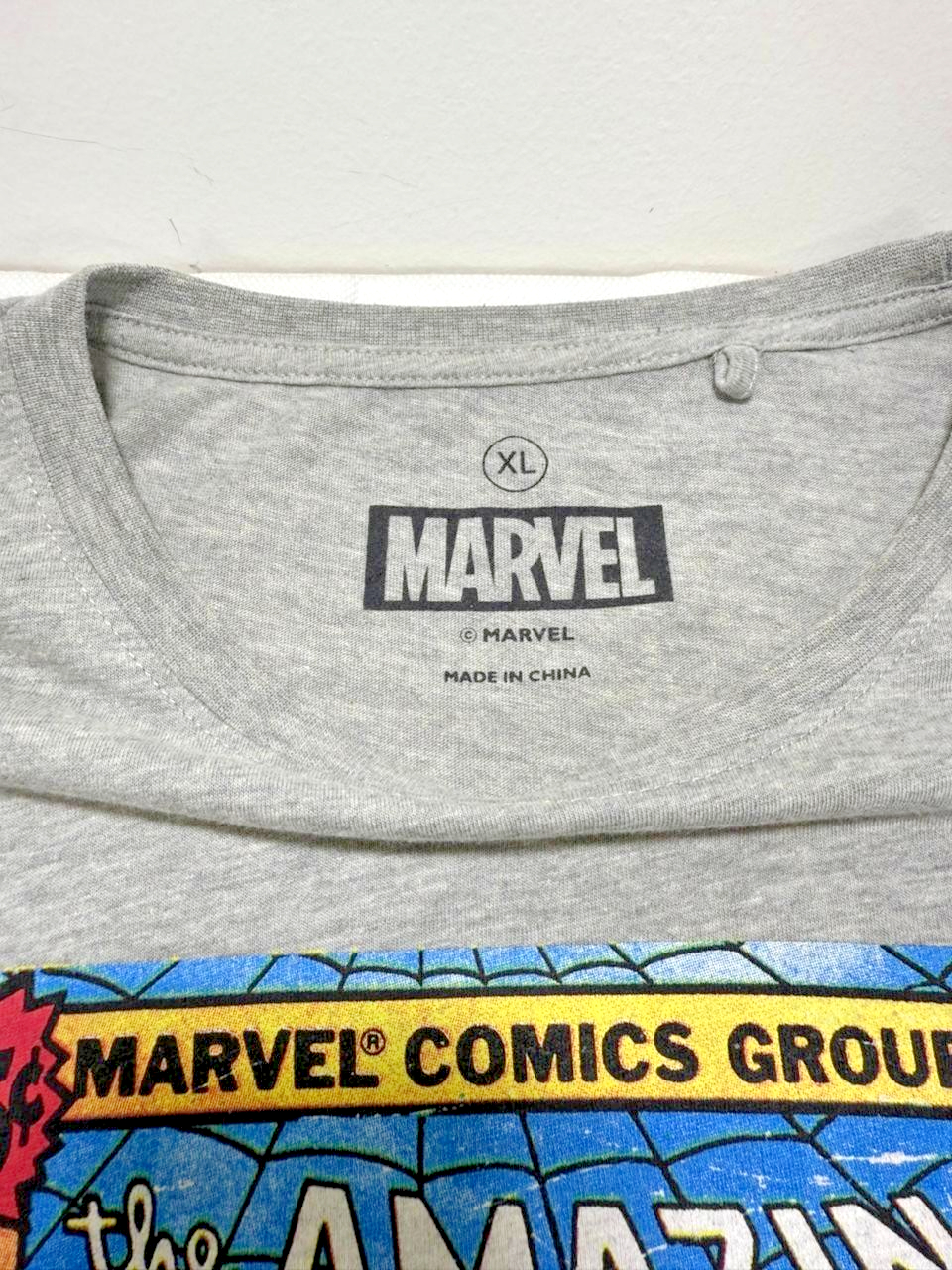 Marvel Men's Spiderman Comic Cover Gray T-Shirt - Size XL